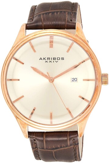 Akribos XXIV Herreklokke AK914RGBR Antikkhvit/Lær Ø45 mm Akribos XXIV Herreklokke AK914RGBR Antikkhvit/Lær Ø45 mm
