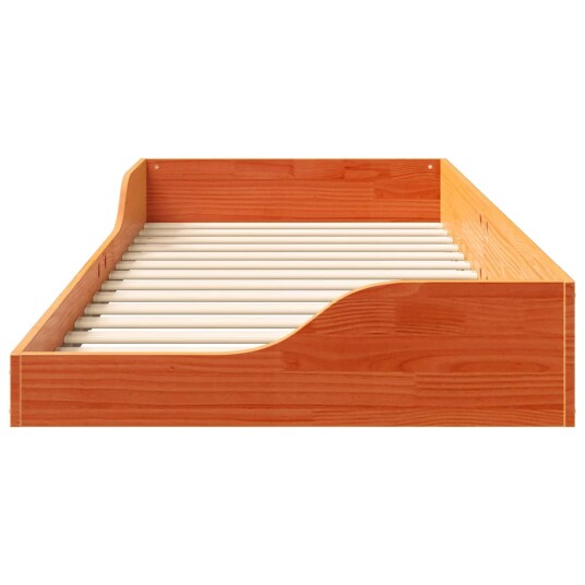  Gulvbedramme Voksbrun 90 x 210 cm Massiv furu tre