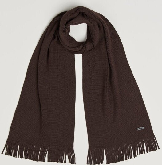 Boss BLACK Albas Wool Scarf Dark Brown