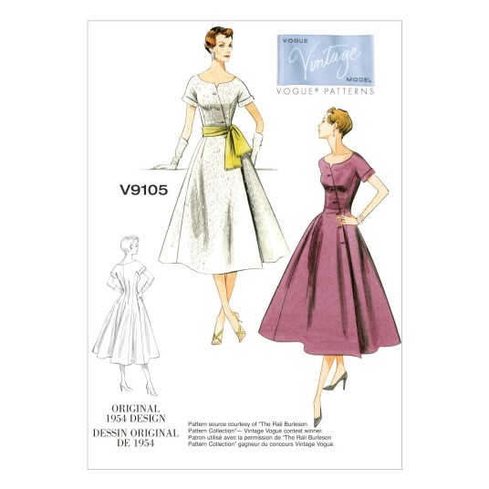 Vogue 9105 - Vintage kjole A5 (6-8-10-12-14)