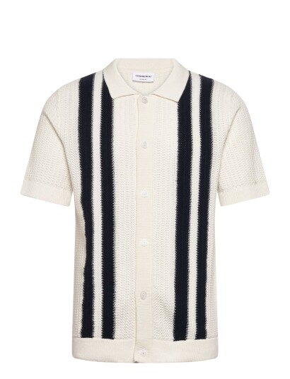 Lindbergh Knitted Polo Cardigan   Cream   L