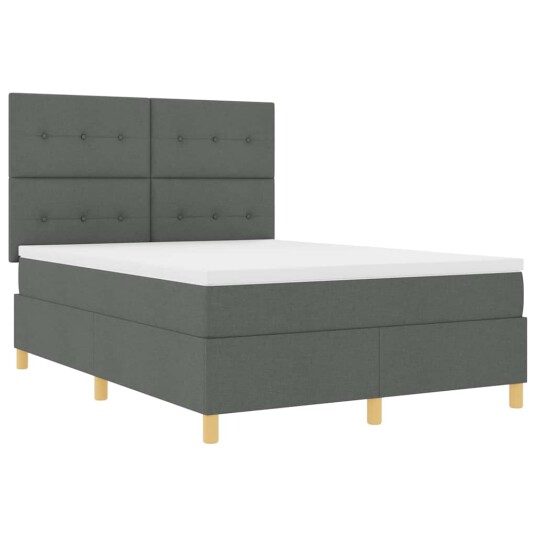 Box Spring Seng med Madrass Mørkegrå 140x200 cm Stoff 3339624