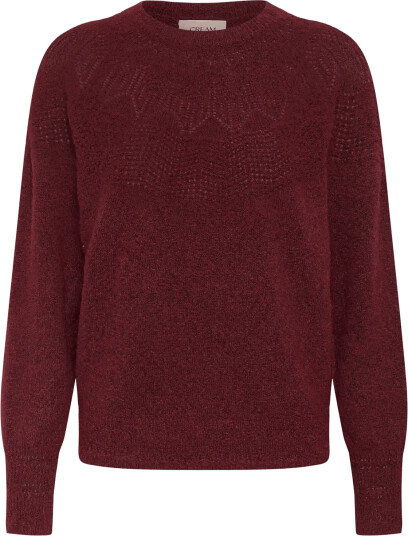 Cream Crjunah Pointelle Pullover   Burgundy   S