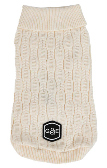 Gustaf och Evita Strikket Hundegenser Comfort 40 cm Beige