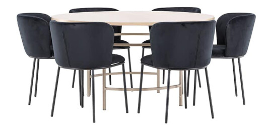Spisegruppe Venture Home Copenhagen Ø140 cm med 6st Edina Spisestoler