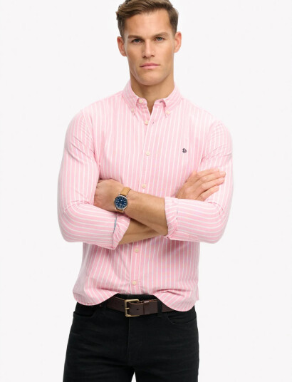 Superdry Preppy Oxford L/S Shirt   Pink   XL
