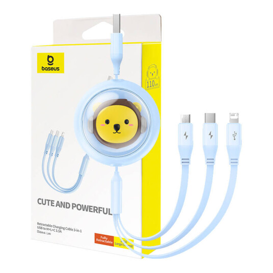 Baseus Charging Cable 3w1 USB to USB-C USB-M Lightning 3.5A 1.1m (blue) Baseus Charging Cable 3w1 USB to USB-C USB-M Lightning 3.5A 1.1m (blue)