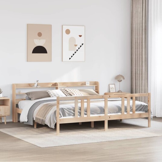 Sengeramme med hodegavl 200x200 cm heltre furu