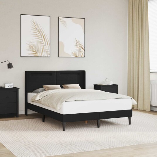 Sengestamme med LED lysstrimler Svart 135 x 190 cm Kunstlær Sengestamme med LED lysstrimler Svart 135 x 190 cm Kunstlær
