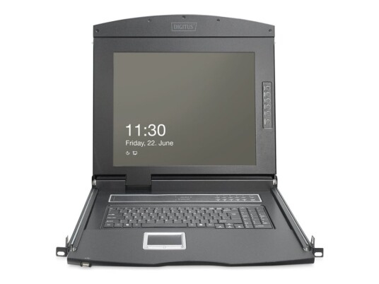 Digitus - Kvm-Konsoll Med Kvm-Svitsj - 16 Porter - Tysk - 19" - Kan Monteres I Rack - 1920 X 1080 Full Hd (1080P) @ 60 Hz - 1000:1 - Ral 9005, svart 1U