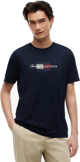 Tommy Hilfiger Script Flag Regular Tee Navy L