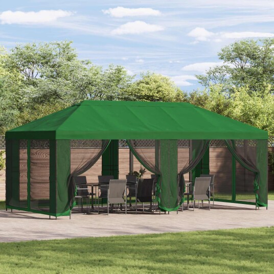 Hage Gazebo 6 x 3 m Grønn Polyester og stål 190