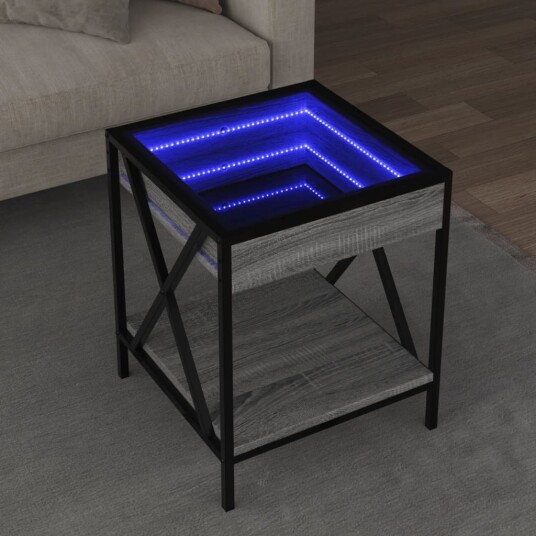  Salongbord med Infinity LED grå sonoma 40x40x49 cm 847695