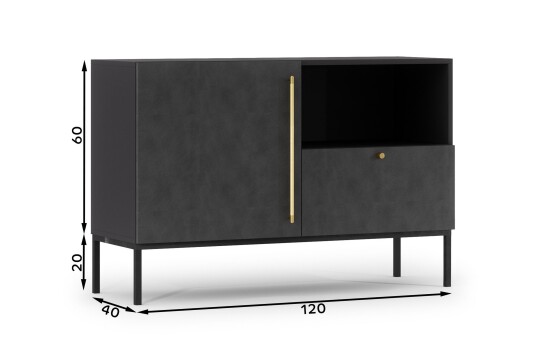 Anjal Kommode 120 cm   Svart