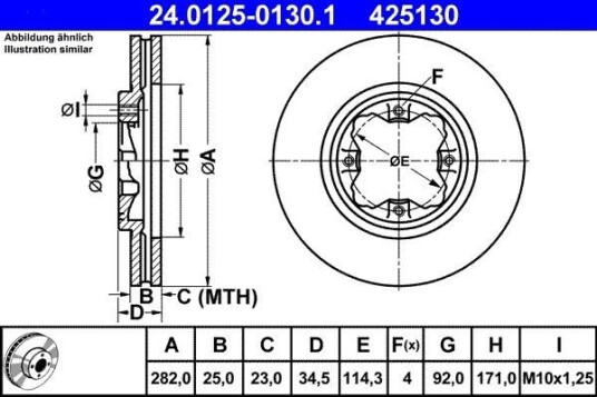 Bremseskive ATE 24.0125-0130.1