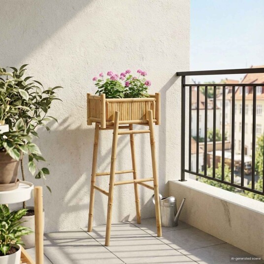 vidaXL Hagepotte med holder Naturlig 50 x 38 x 114 cm Bambus