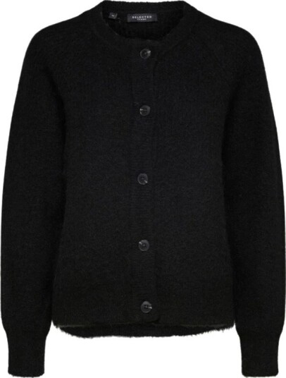 Selected Femme Lulu LS Knit Short Cardigan - Black XS
