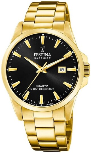 Festina Herreklokke F20044 6 Swiss Made Sort/Gulltonet stål Ø41 mm Festina Herreklokke F20044 6 Swiss Made Sort/Gulltonet stål Ø41 mm