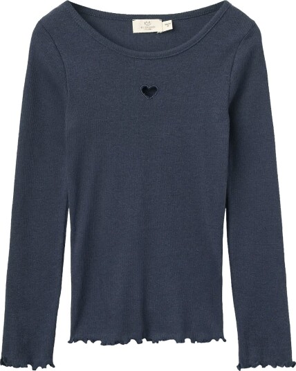 Copenhagen Colors Modal Rib Ls Tee W. Heart Hole Pattern NAVY 104