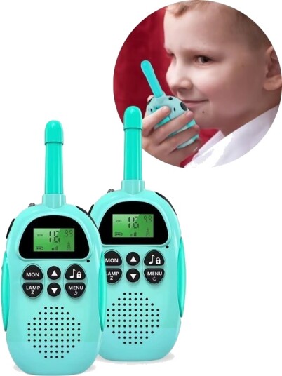 Walkie Talkie til barn med lommelykt og 3 km rekkevidde Blå