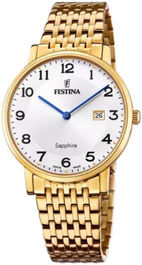Festina Herreklokke F20020 4 Swiss Made Hvit/Gulltonet stål Ø39.3 mm