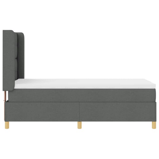 Box Spring Seng med Madrass Mørkegrå 90x200 cm Stof
