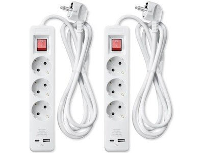 Andersson strømforgrener 3x uttak og 2x USB 1.5m 2pk