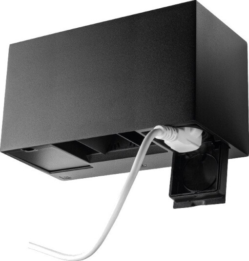 Artes Outlet 8W vegglampe opp/ned lys IP44 2700 Kelvin med 2 stikkontakter - Dimbar - Svart