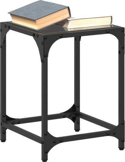  Salongbord med svart glassplate 2 stk 30x30x40 cm stål 845953