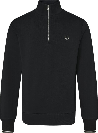 Fred Perry Half Zip Sweatshirt BLK/ECR/LRLWGREN XS