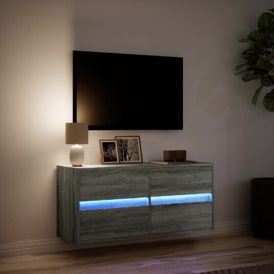 Vegghengt TV-benk med LED grå sonoma 100x31x45 cm 852297 Vegghengt TV-benk med LED grå sonoma 100x31x45 cm 852297