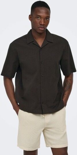 ONLY & SONS Onscruz Rlx Seersucker Resort Ss Shirt Brown M ONLY & SONS Onscruz Rlx Seersucker Resort Ss Shirt Brown M