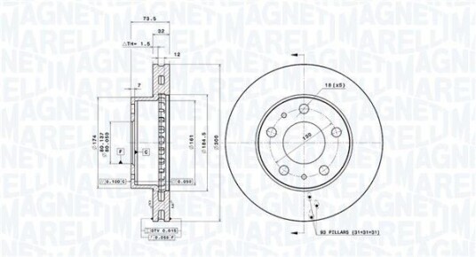 Bremseskive MAGNETI MARELLI 360407100000