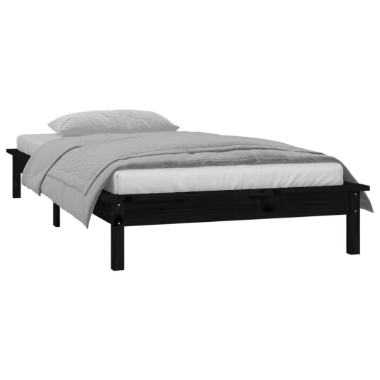 vidaXL Sengeramme med LED svart 75x190 cm 2FT6 Small Single heltre