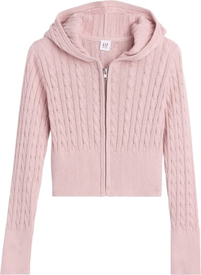 GAP Kids Cable Knit Sweater Zip Hoodie Pink 164/176 GAP Kids Cable Knit Sweater Zip Hoodie Pink 164/176