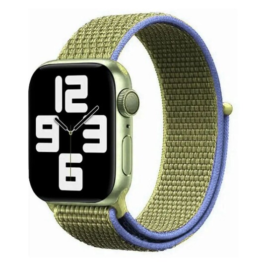Apple Watch (38/40/SE/41MM) Lippa Nylonstropp - Grønn med Lilla Kant Apple Watch (38/40/SE/41MM) Lippa Nylonstropp - Grønn med Lilla Kant