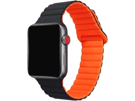 Armband Till Apple Watch 42/44/45Mm Magnetiskt Svart/Orange