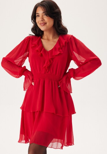 BUBBLEROOM Cheyenne Frill Dress Red 42 BUBBLEROOM Cheyenne Frill Dress Red 42