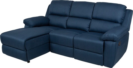 Hjørnesofa HOME4YOU BERIT manuell recliner Mørk blå Venstre hjørne mørk blå