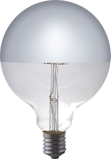 Spl E27 4W dimbar LED globepære   G125 toppforsølvet filament 2500K sølv speilglass   Dimbar : Dimbar Kulør : Ekstra varm