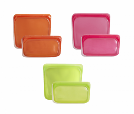 STASHER Silikonpose Matoppbevaring Oransje, Lysegrønn, Rosa 6pk STASHER Silikonpose Matoppbevaring Oransje, Lysegrønn, Rosa 6pk