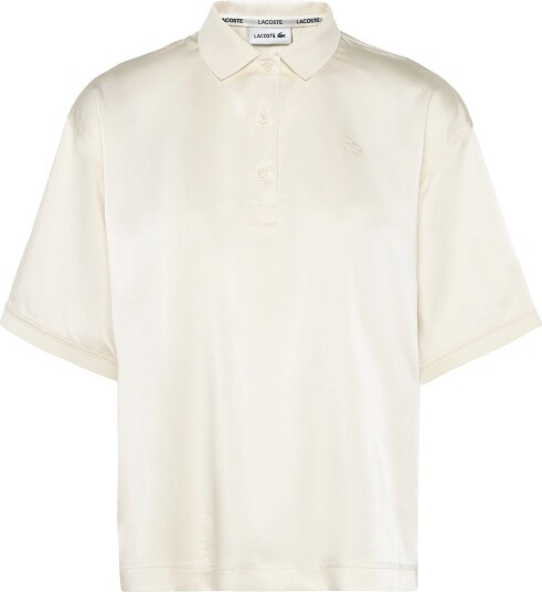 Lacoste Oversized Silky Fluid Polo Shirt White 36 Lacoste Oversized Silky Fluid Polo Shirt White 36