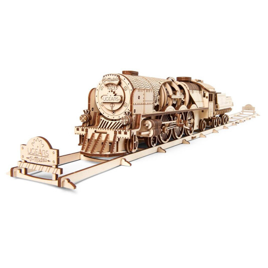 Ugears 3D Trebyggesett 538 deler V Express Lokomotiv Ugears 3D Trebyggesett 538 deler V Express Lokomotiv