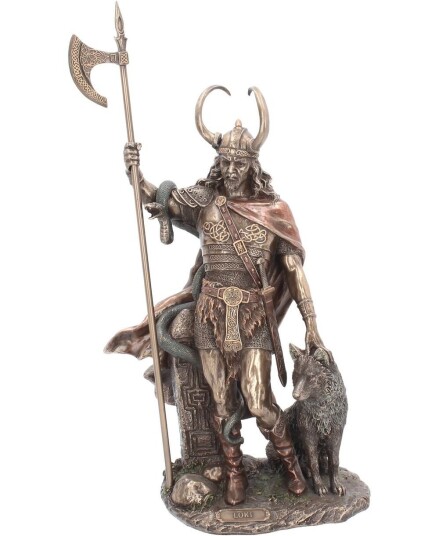 Loke The Trickster Bronsefarget Figur 35 cm