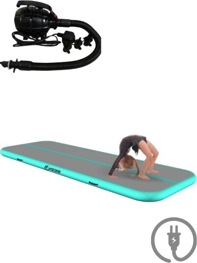 Mzone AirTrack 3 meter med elektrisk pumpe oppblåsbar treningsmatte med sprett mint grønn Mzone AirTrack 3 meter med elektrisk pumpe oppblåsbar treningsmatte med sprett mint grønn