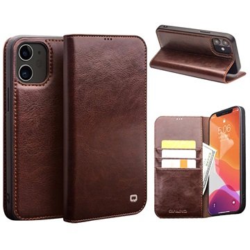 Qialino Classic iPhone 12/12 Pro Lommebok-deksel I Lær Brun
