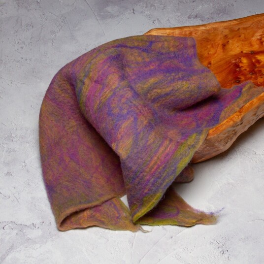 Pledd - Ull - Stuffer - 50x50 cm - Regnbue