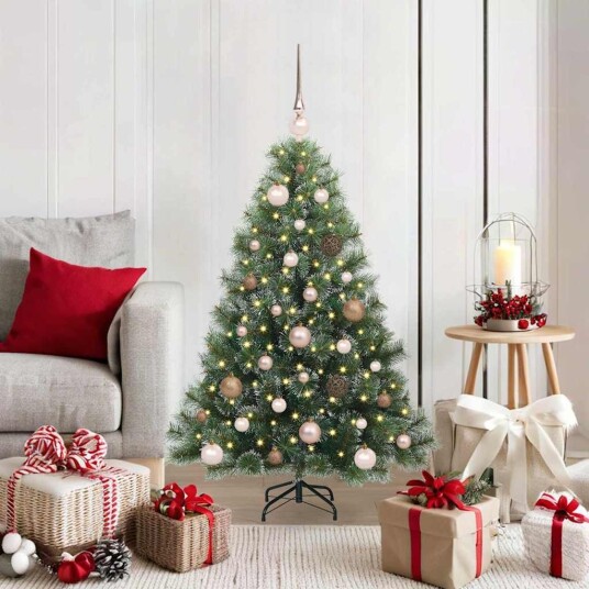 Kunstig juletre med 150 LED med stativ grønn 120 cm PE og PVC