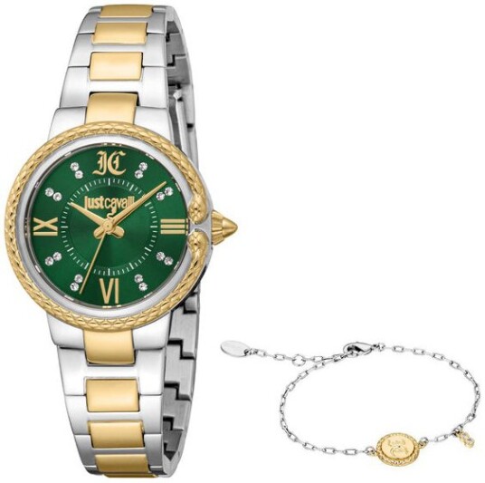 Just Cavalli Dameklokke JC1L378M0075 Primavera Grønn/Gulltonet stål