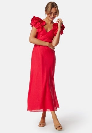 FOREVER NEW Rylie Ruffle Shoulder Midi Dre Red 40 FOREVER NEW Rylie Ruffle Shoulder Midi Dre Red 40